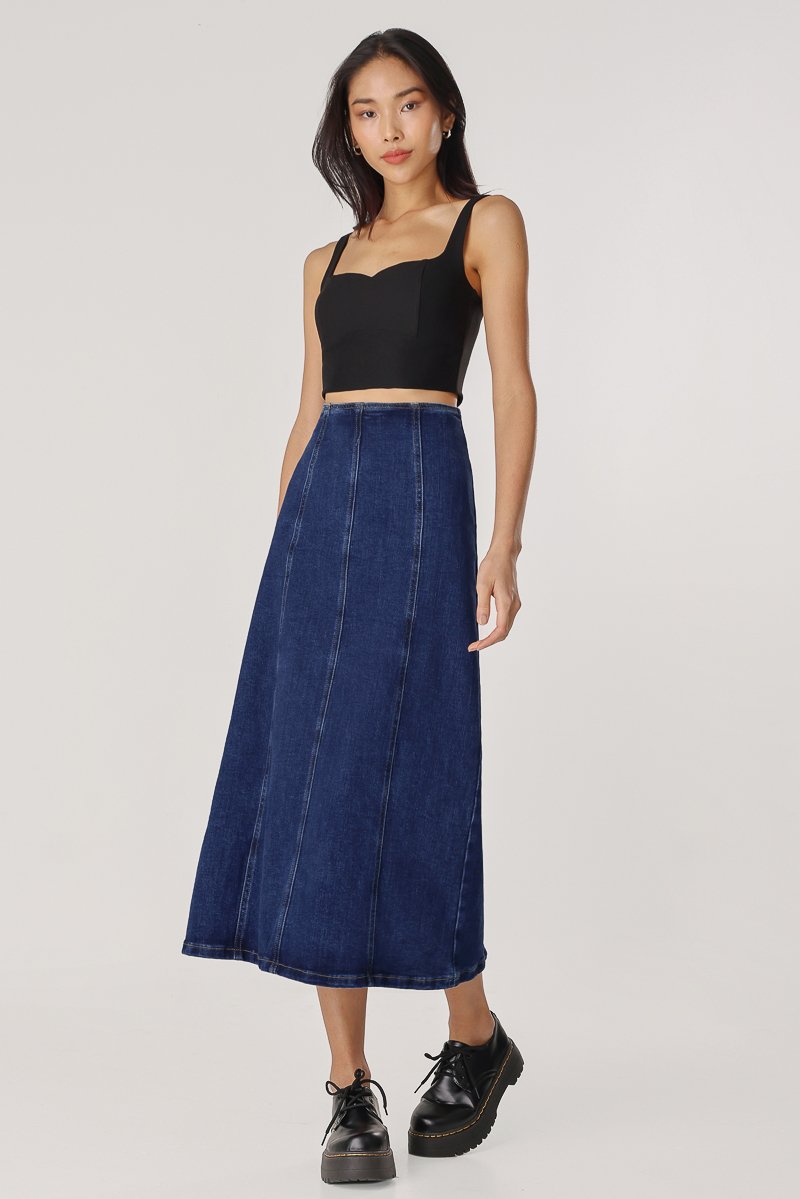 Denim midi outlet skirt petite