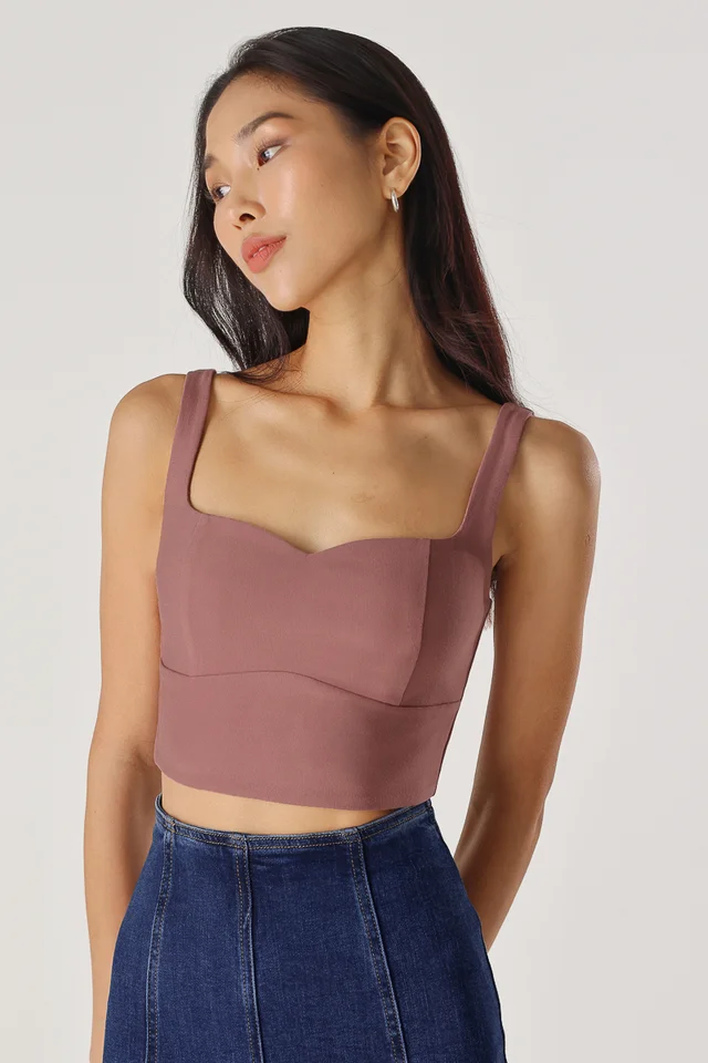 MASON BASIC PADDED SWEETHEART TOP (ROSEWOOD)