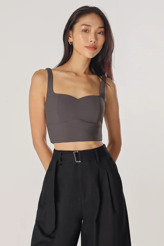 MASON BASIC PADDED SWEETHEART TOP (SLATE GREY)