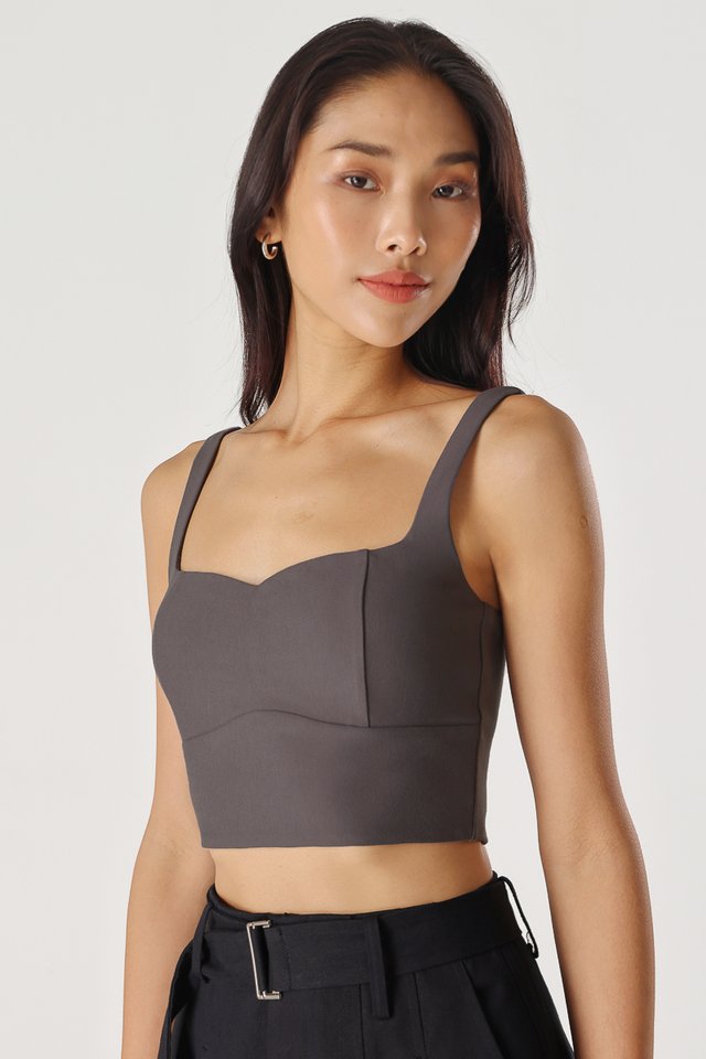 MASON BASIC PADDED SWEETHEART TOP (SLATE GREY)