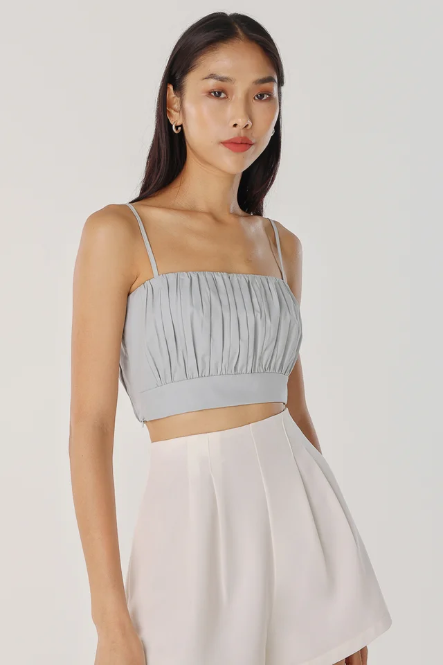 DACIE RUCHED CAMI CROP TOP (SEAFOAM)
