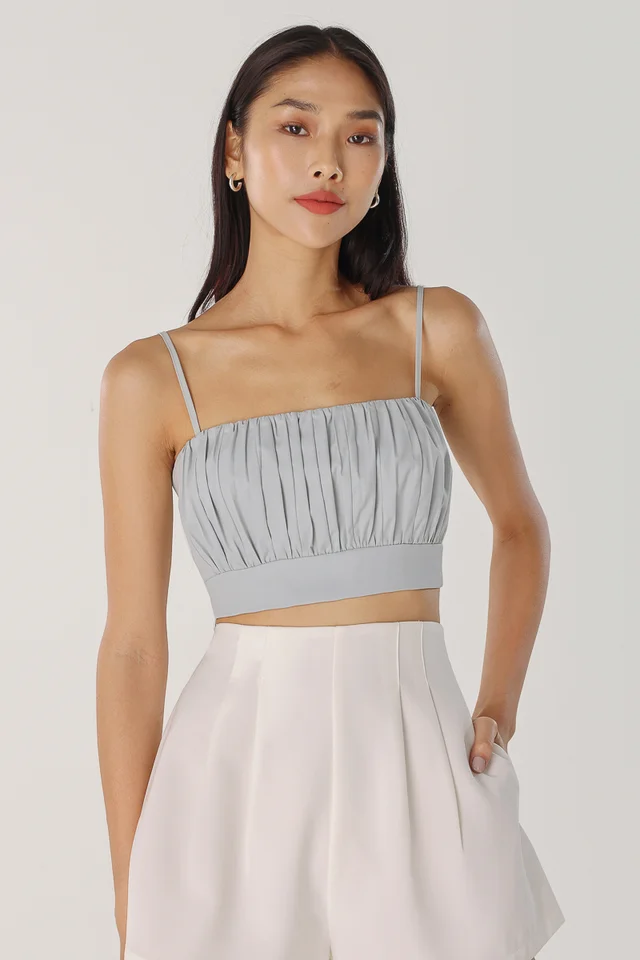 DACIE RUCHED CAMI CROP TOP (SEAFOAM)