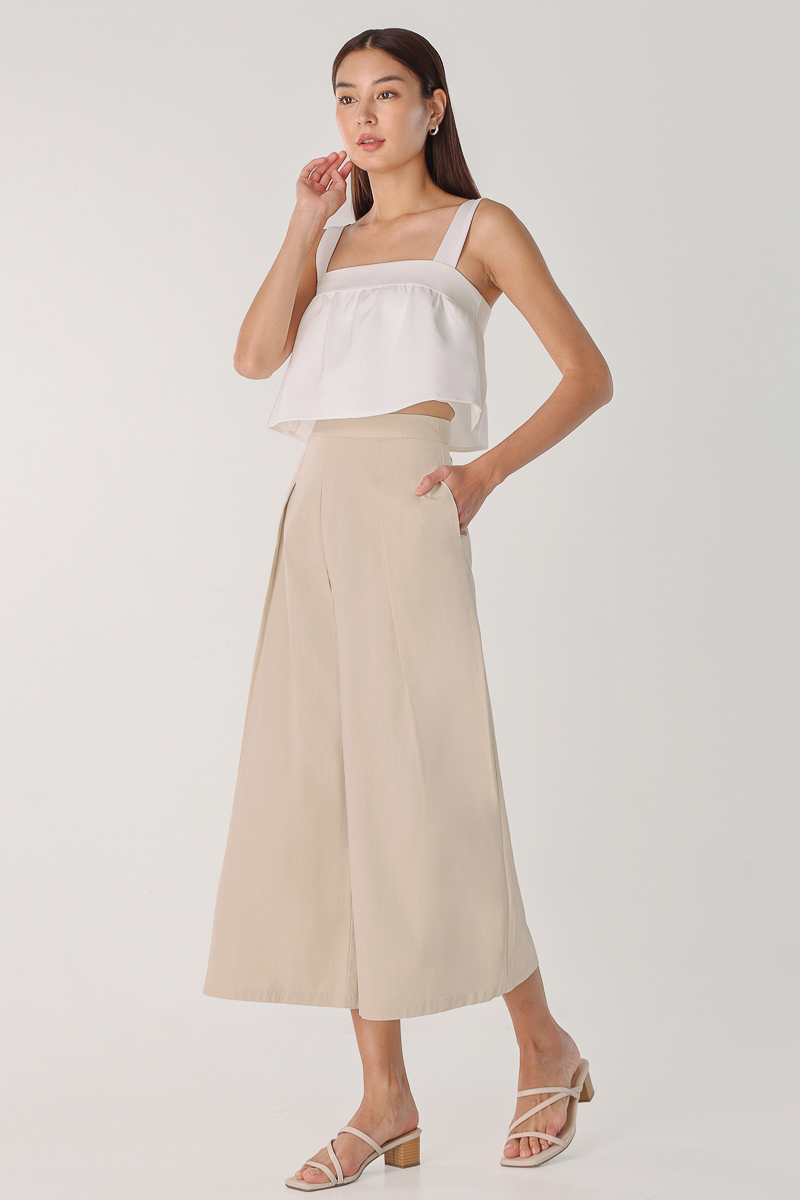 box pleated culotte - ivory kota