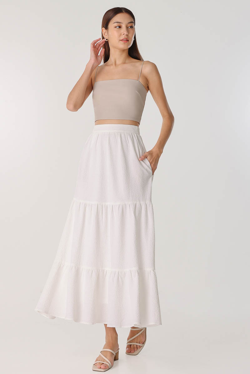 High end 2024 white maxi skirt