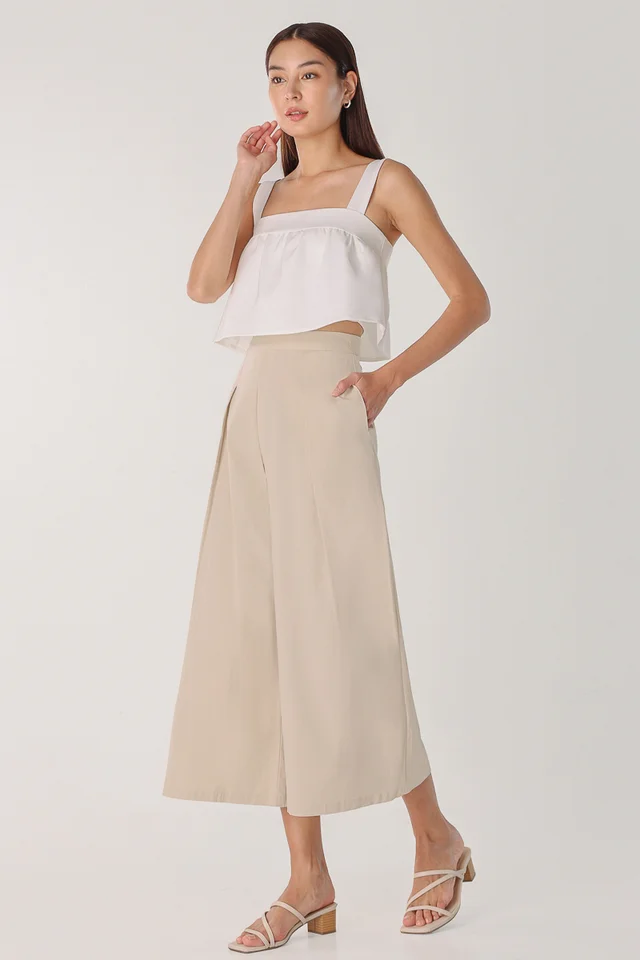 AKIRA PLEATED WIDE LEG CULOTTES (OAT)
