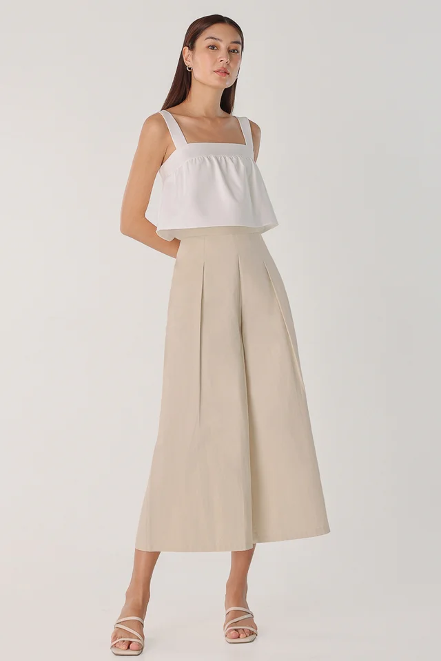 AKIRA PLEATED WIDE LEG CULOTTES (OAT)