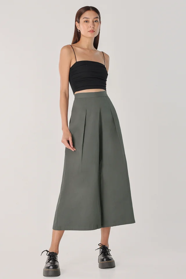 AKIRA PLEATED WIDE LEG CULOTTES (MOSS)