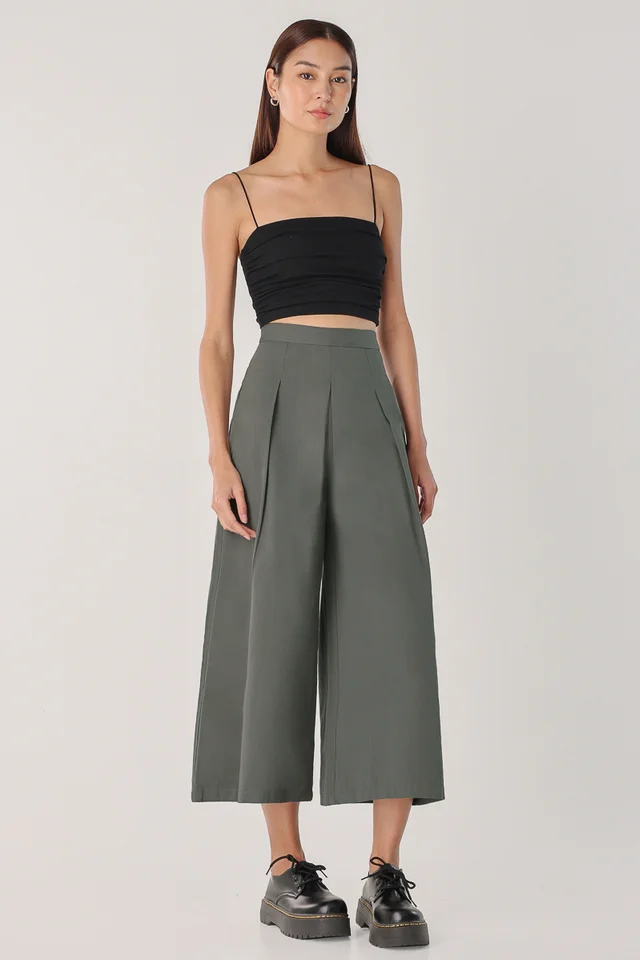AKIRA PLEATED WIDE LEG CULOTTES (MOSS)