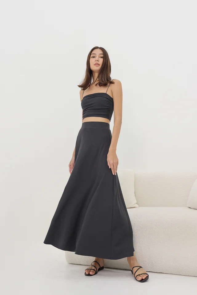 AVA COTTON JERSEY MAXI SKIRT - REGULAR (GUN GREY)