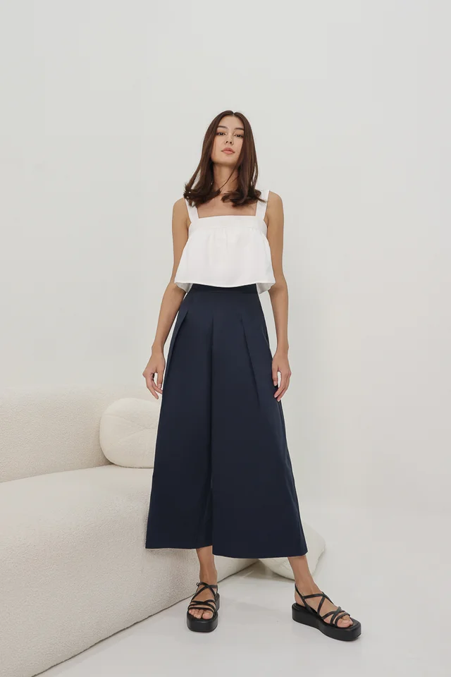 AKIRA PLEATED WIDE LEG CULOTTES (OXFORD NAVY)
