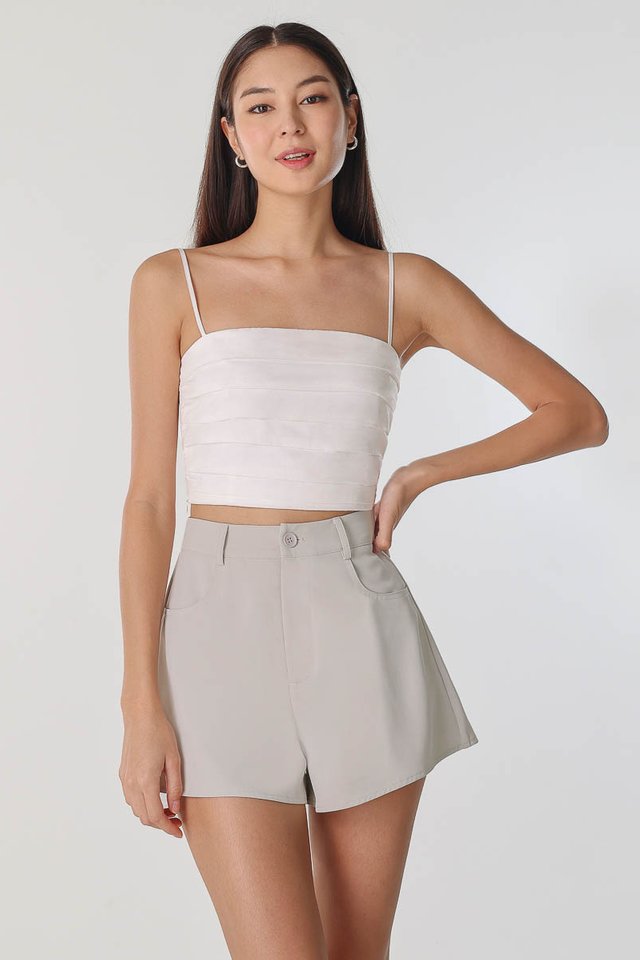 CAYDEN BUTTON FLARE SHORTS (CLAY)