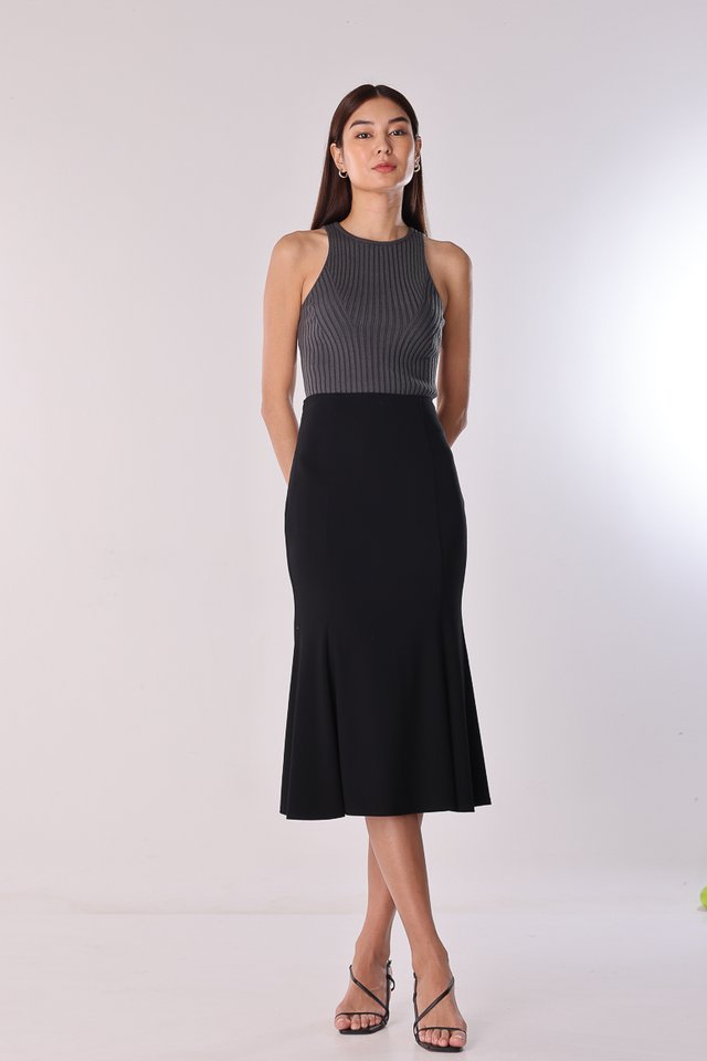 POLENE MERMAID MIDAXI SKIRT (BLACK)