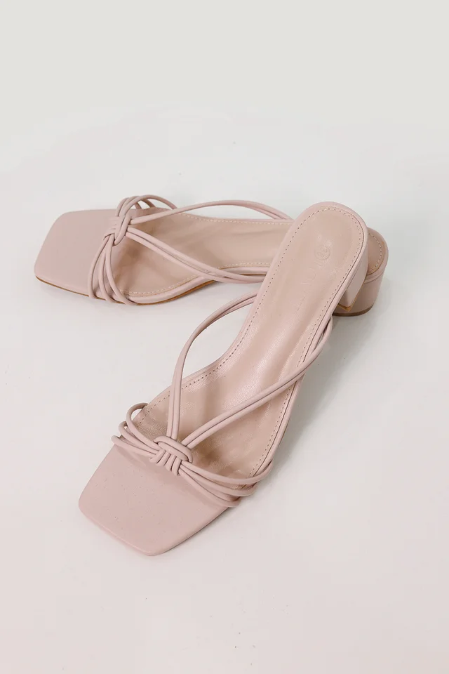 ALLIE FRONT KNOT HEELS (NUDE PINK) 
