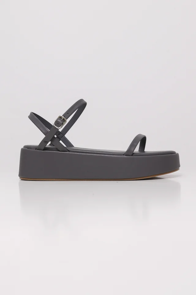 BRYN BASIC ANKLE STRAP FLATFORMS (GUN GREY)