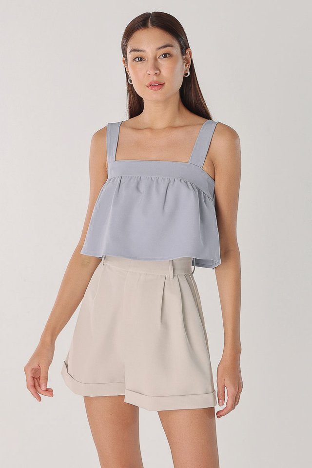 KAYE PADDED FLARE CROP TOP (DOVE BLUE)