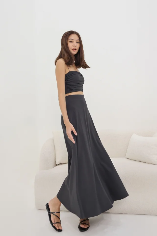 AVA COTTON JERSEY MAXI SKIRT - REGULAR (GUN GREY)