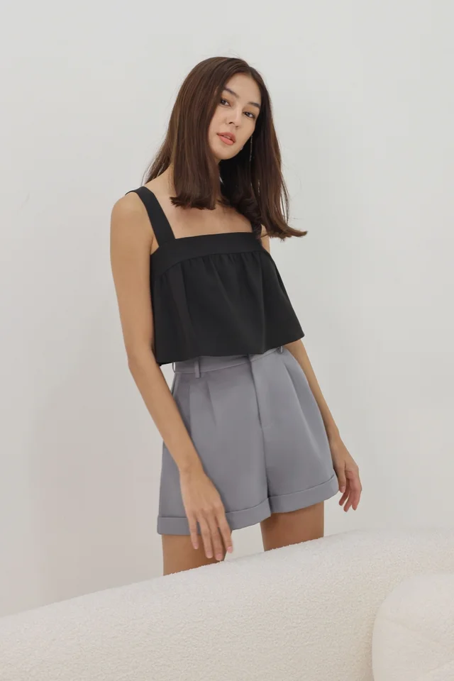 KAYE PADDED FLARE CROP TOP (BLACK)