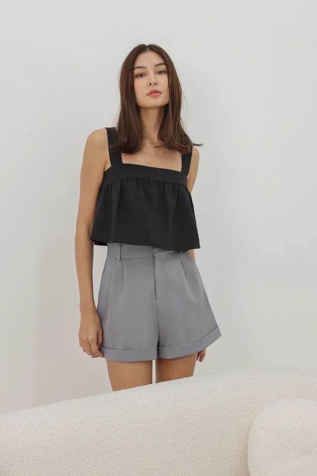 KAYE PADDED FLARE CROP TOP (BLACK)