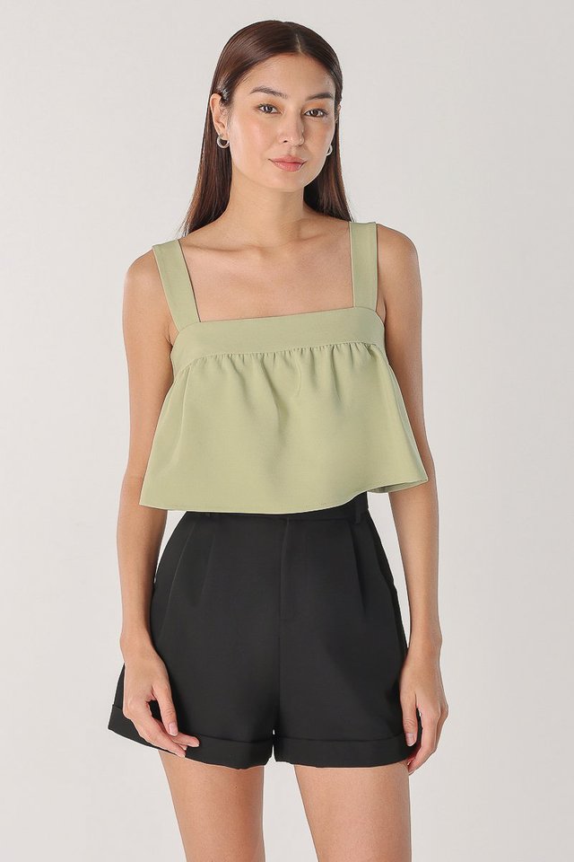 KAYE PADDED FLARE CROP TOP (PISTACHIO)