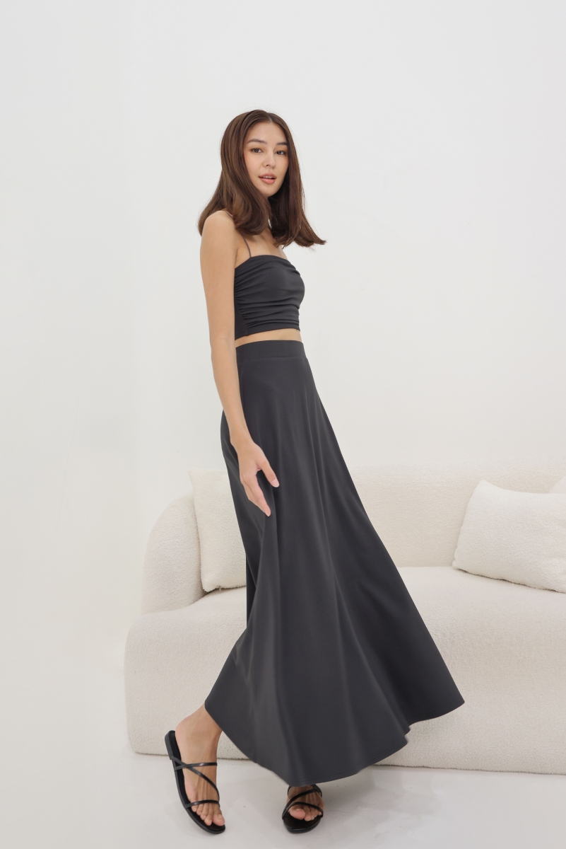 AVA COTTON JERSEY MAXI SKIRT - REGULAR (GUN GREY) | Lovet AVA COTTON JERSEY MAXI SKIRT - REGULAR (GUN GREY) | Lovet