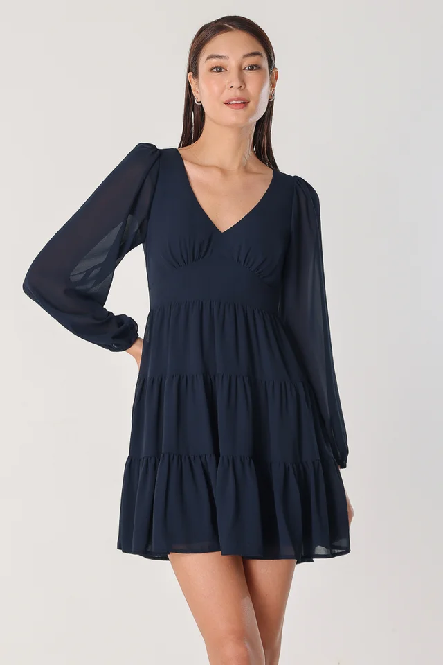 DANESSA BABYDOLL TIERED DRESS (MIDNIGHT BLUE)