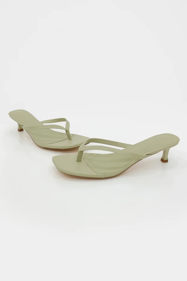TANYA SLIPPER KITTEN HEELS (SAGE)