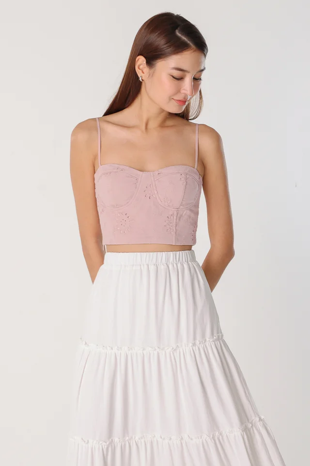 LORELEI PADDED EYELET CAMI TOP (BALLET PINK)