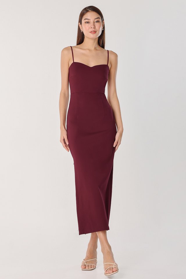 DAYNE PADDED SWEETHEART MAXI DRESS (WINE)