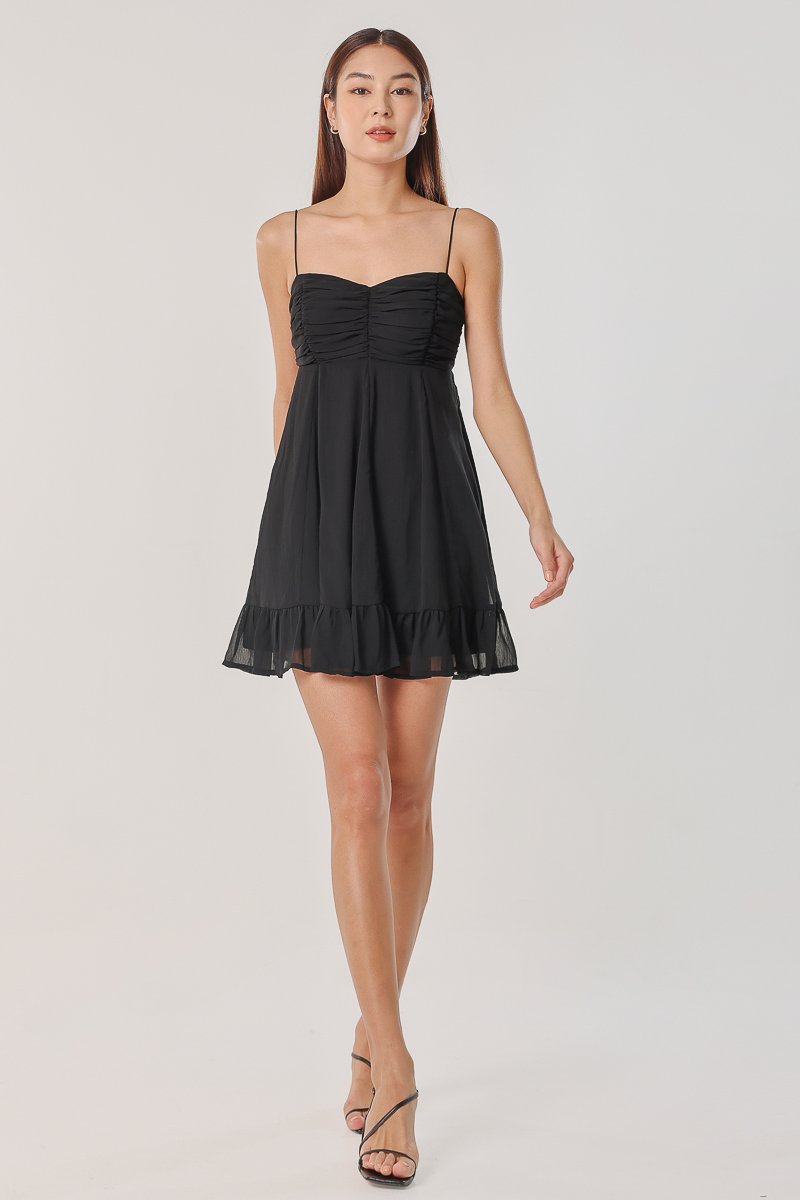 Black chiffon short outlet dress