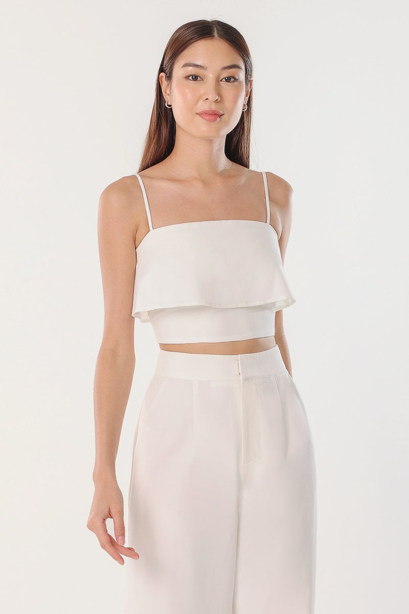 ZOLYN PADDED OVERLAY CAMI TOP (WHITE)