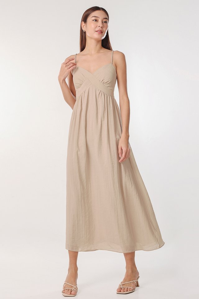 AYLA PADDED BRAID MAXI DRESS (CHAI)