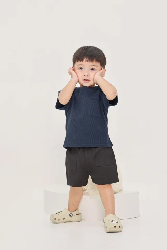 SHANE FITTED POCKET BERMS (FOG GREY) - MINI BOY
