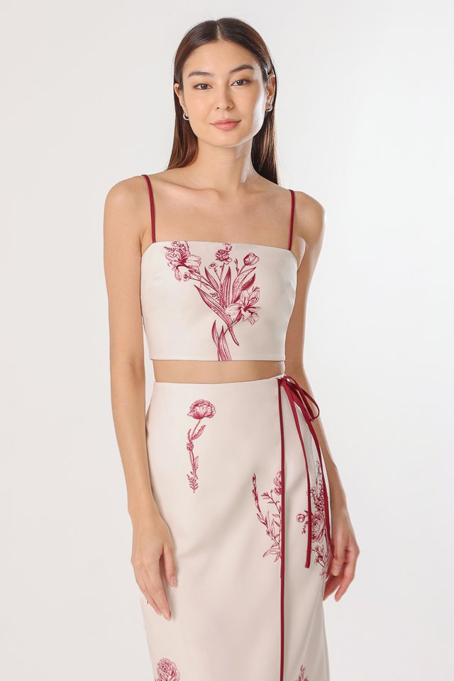 BLISS PADDED FLORAL CAMI TOP (OFF-WHITE WITH RED FLORALS)