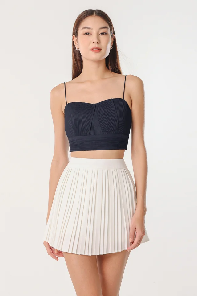 LIA PLEATED CAMI CROP TOP (ECLIPSE)