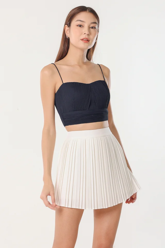 LIA PLEATED CAMI CROP TOP (ECLIPSE)