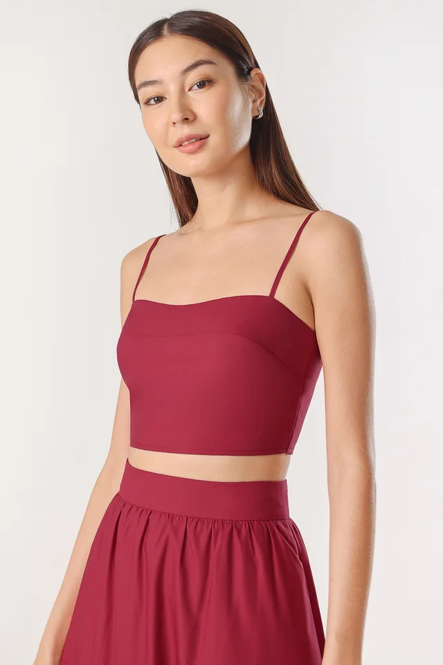 ZEYNA PADDED SWEETHEART CAMI TOP (RUBY RED)