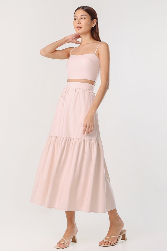 ZEYNA THICK WAISTBAND DROPWAIST MAXI SKIRT (BLUSH PINK)