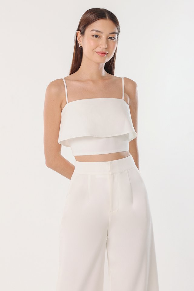 ZOLYN PADDED OVERLAY CAMI TOP (WHITE) 
