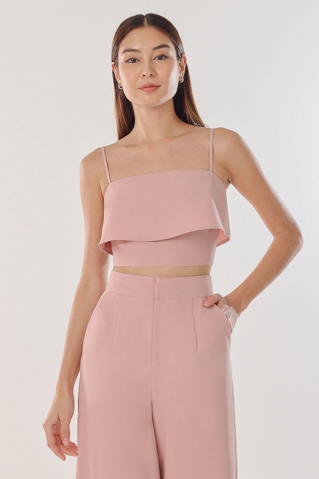 ZOLYN PADDED OVERLAY CAMI TOP (DUSTY PINK) 