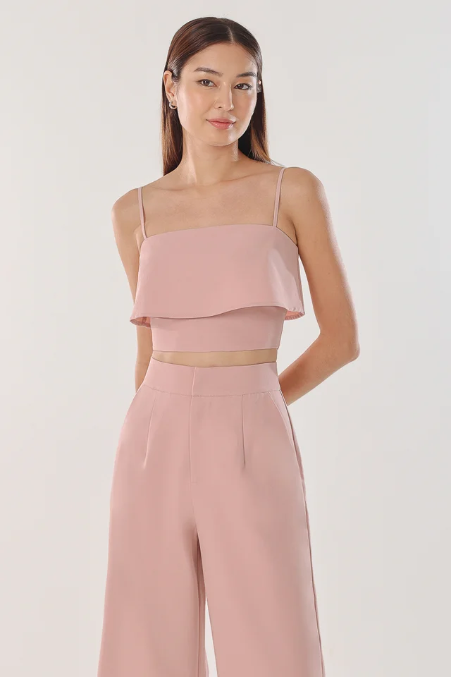 ZOLYN PADDED OVERLAY CAMI TOP (DUSTY PINK)