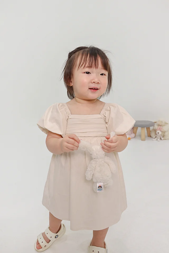 KARLA RUCHED DRESS (OAT) - MINI GIRL 