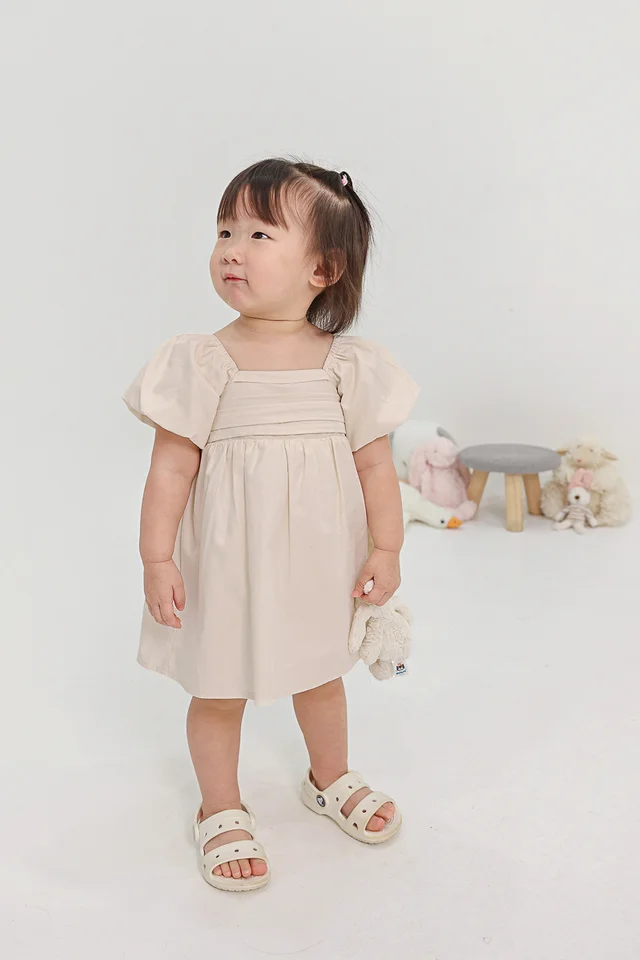 KARLA RUCHED DRESS (OAT) - MINI GIRL 
