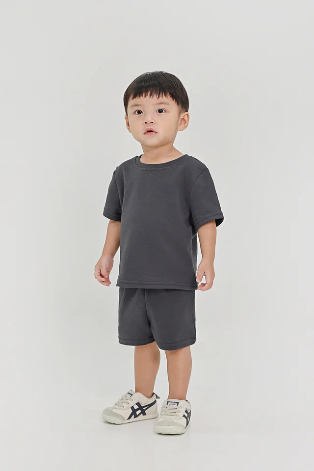 HOMEBODY LOUNGE BOXY TEE (GUNMETAL) - MINI BOY