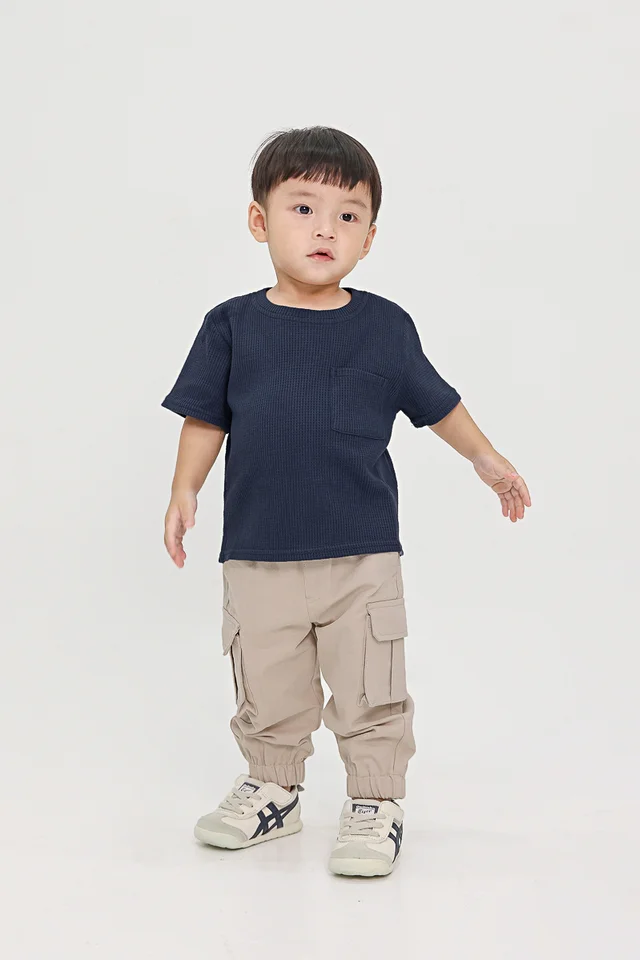 TYLER WAFFLE POCKET TEE (PRUSSIAN BLUE) - MINI BOY 