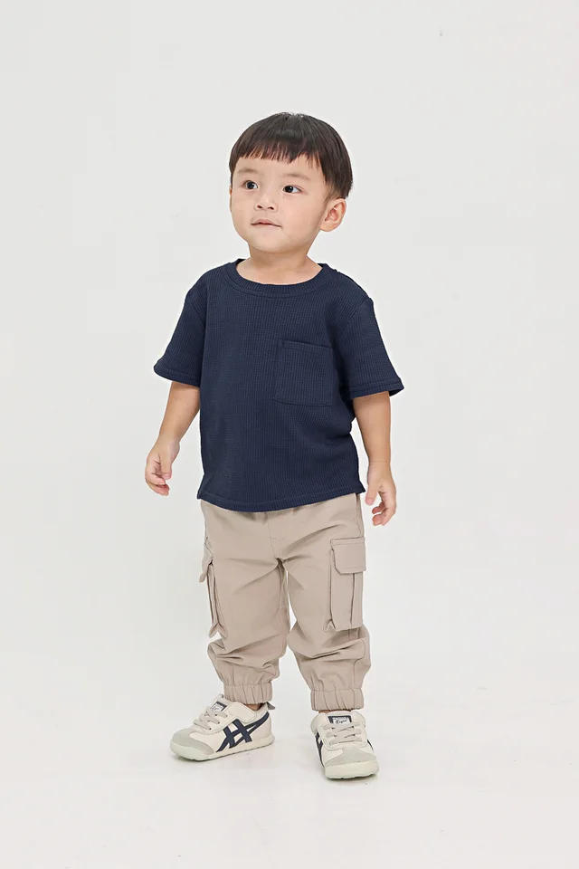 TYLER WAFFLE POCKET TEE (PRUSSIAN BLUE) - MINI BOY 