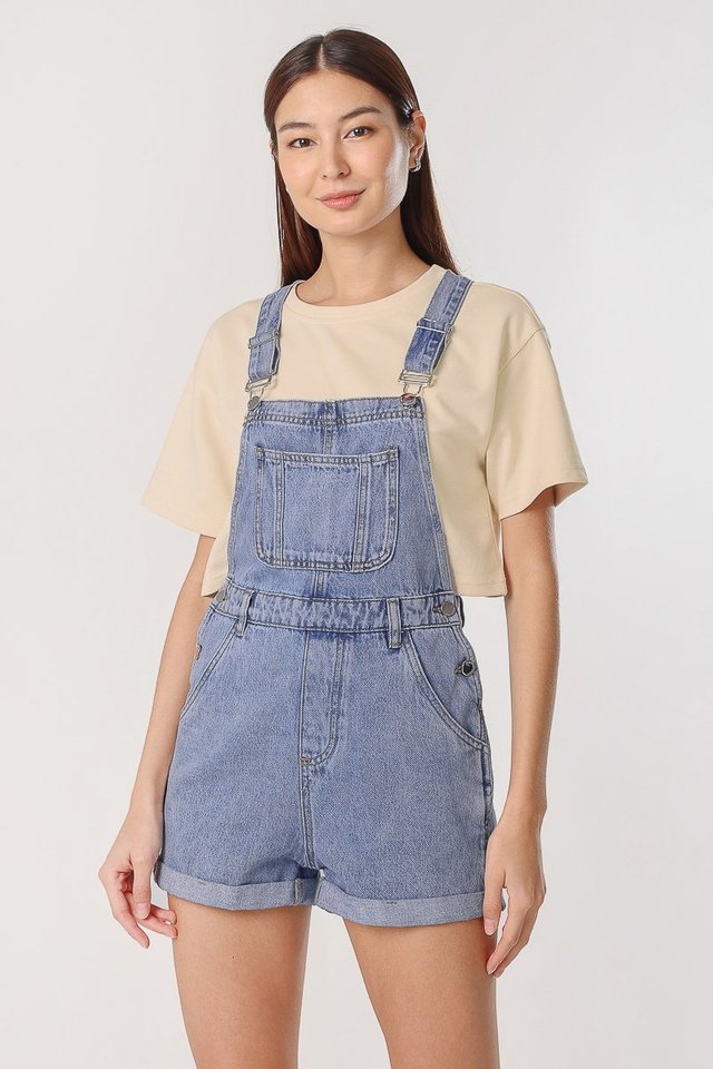 ON THE GO DENIM DUNGAREE (MID WASHED)