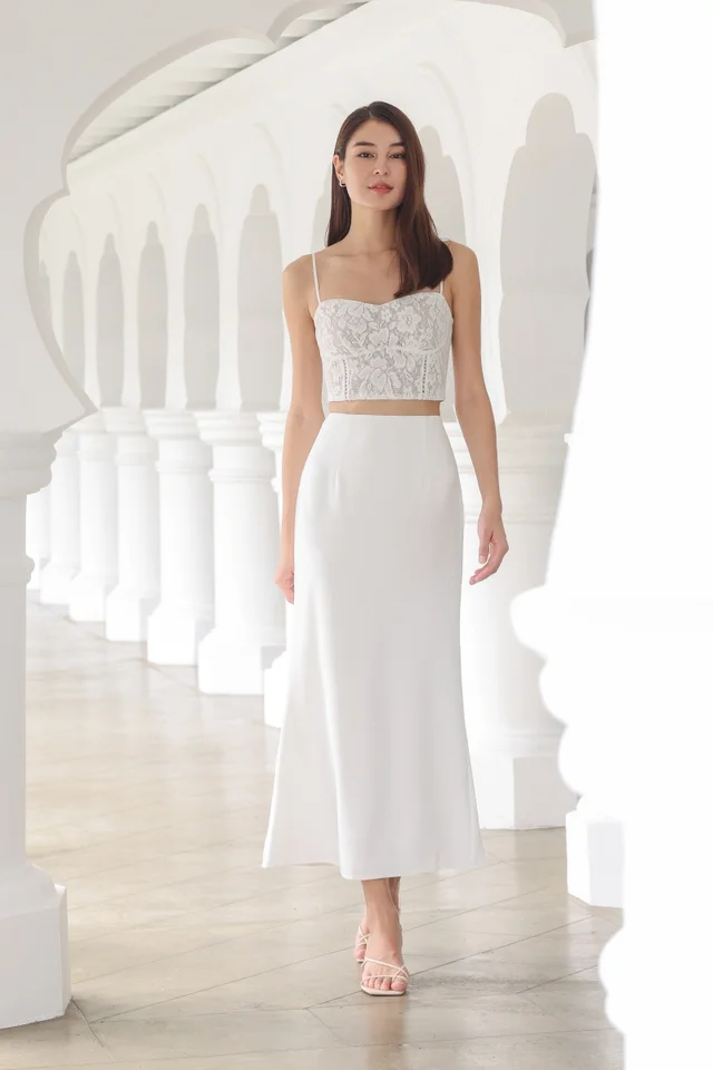 PAULINA BIAS BACK SLIT MAXI SKIRT - REGULAR (WHITE)