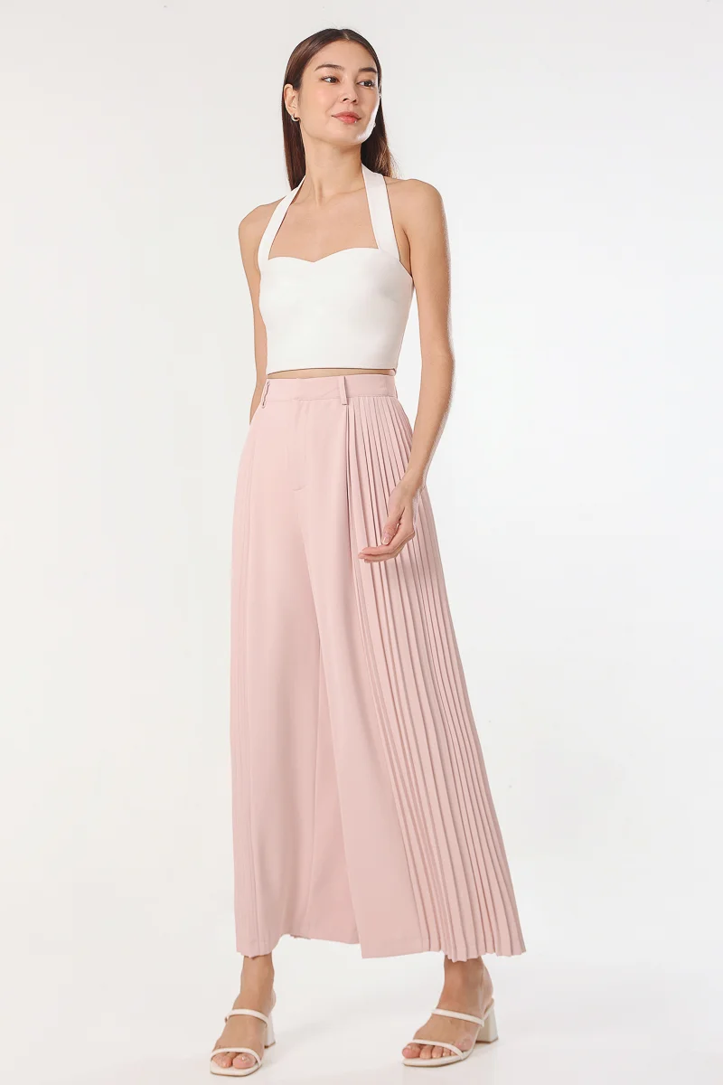 ZENA SIDE PLEATED PANTS (NUDE PINK) - REGULAR | Lovet