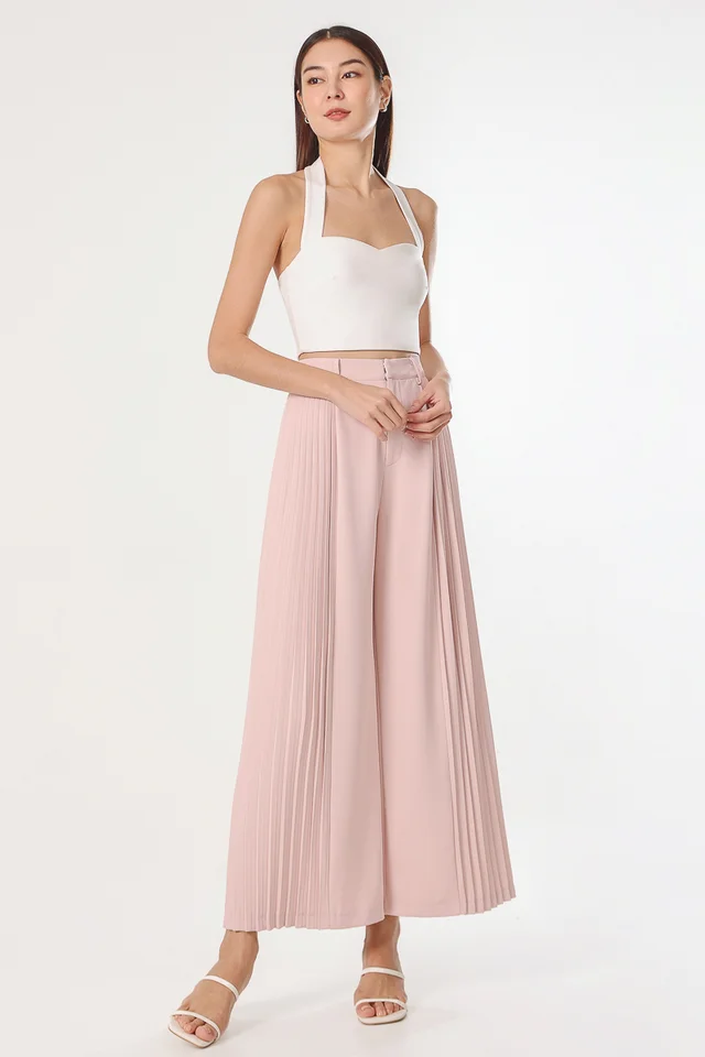 ZENA SIDE PLEATED PANTS (NUDE PINK) - REGULAR
