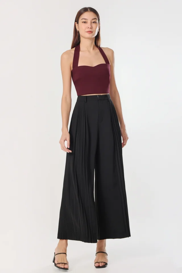 ZENA SIDE PLEATED PANTS (BLACK) - REGULAR